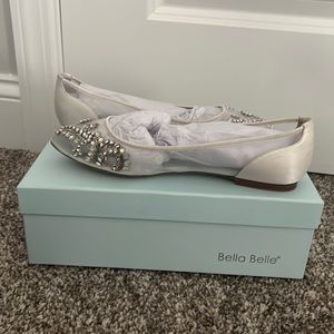 Bella Belle size 8.5 ivory WILLOW Embellished Crystal Flat Shoes